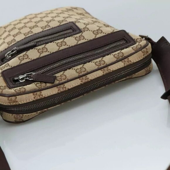 GUCCI GG Canvas Shoulder Bag Beige Gold - Picture 11 of 16